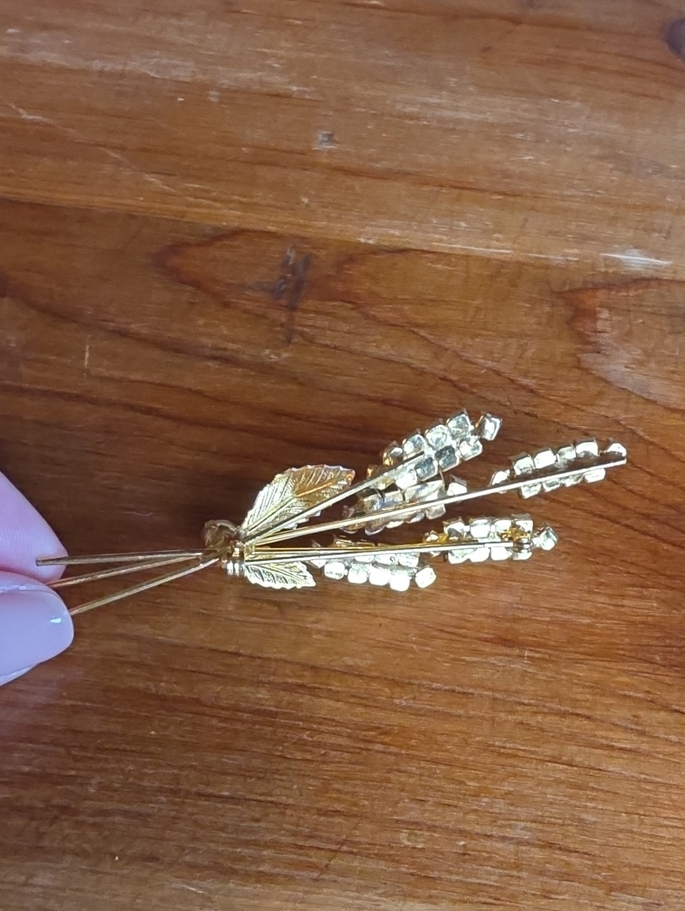 Vintage Rhinestone Cattail Pin - Picture 2 of 2
